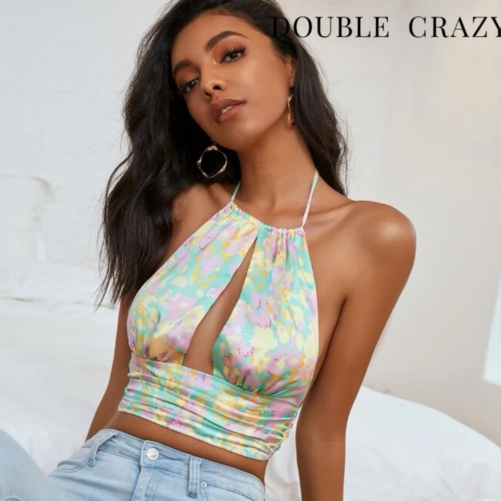 Shein Halterneck Floral Top